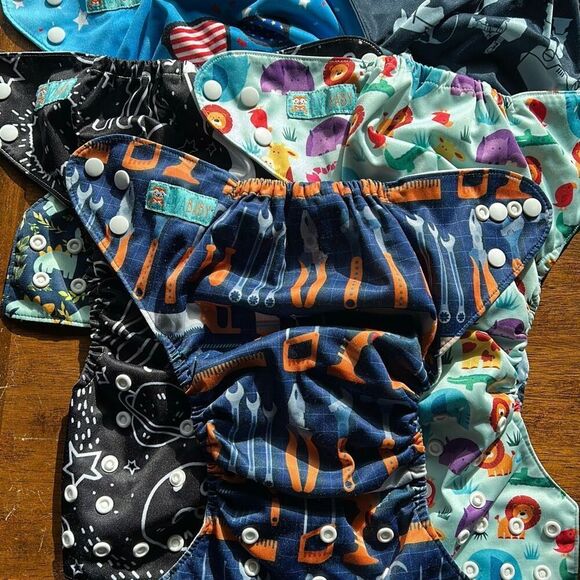 Alva Baby Reusable Cloth Diapers Adjustable 12 total Boys - Picture 2 of 8